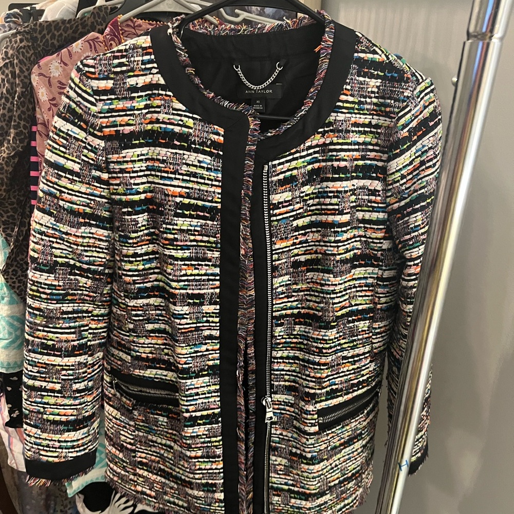 Ann Taylor multi color tweed jacket
